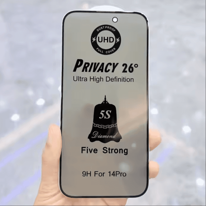 Protetor de tela à prova d'água durável, vidro de privacidade para iPhone - cola completa e tecnologia anti-reflexo