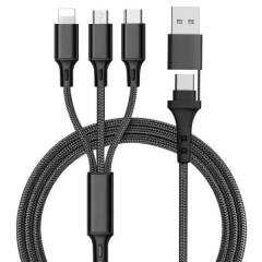 Cable de datos de carga de velocidad rápida Multi-USB trenzado de nailon 5 en 1