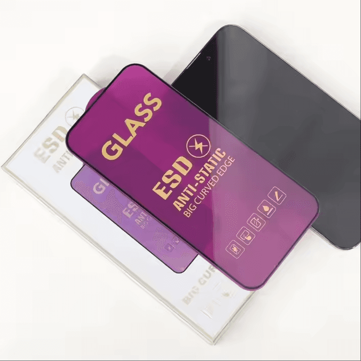 Protecteur d'écran en verre trempé antistatique électrique statique, vente en gros pour iPhone