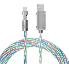 PD LED Light Super Fast Charging Data Cable for iPhone Android 180° Rotation 1M