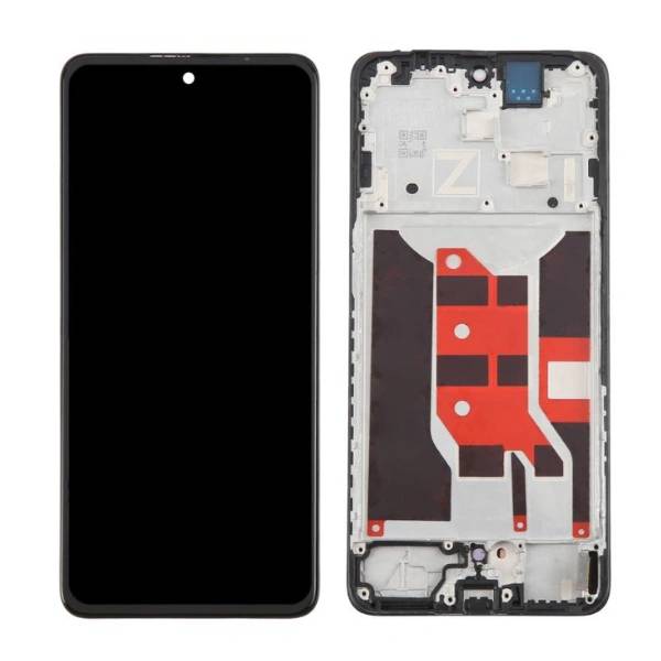 Tela LCD com digitalizador de toque para Oppo Reno12 F 4G e moldura.