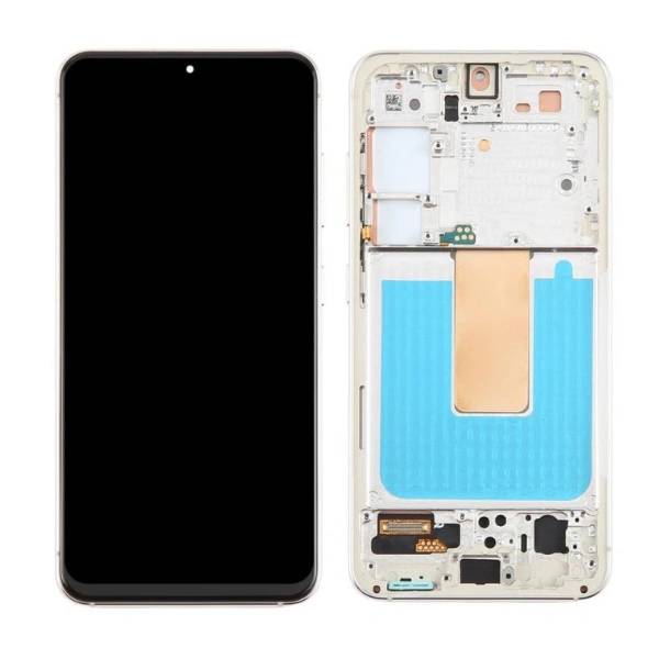 Tela LCD com digitalizador de toque para Samsung Galaxy S23 e moldura.